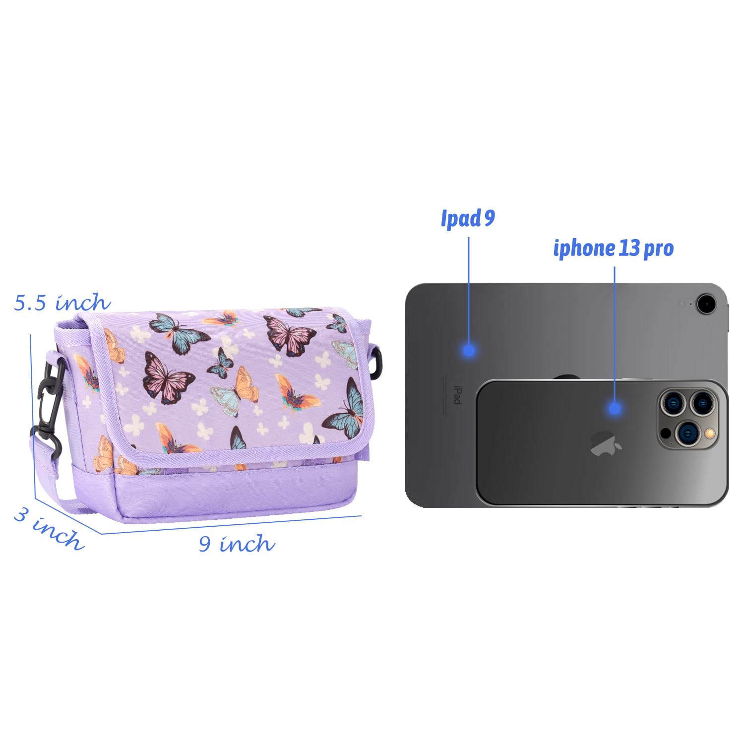 Butterfly Purple Teens Crossbody Purse