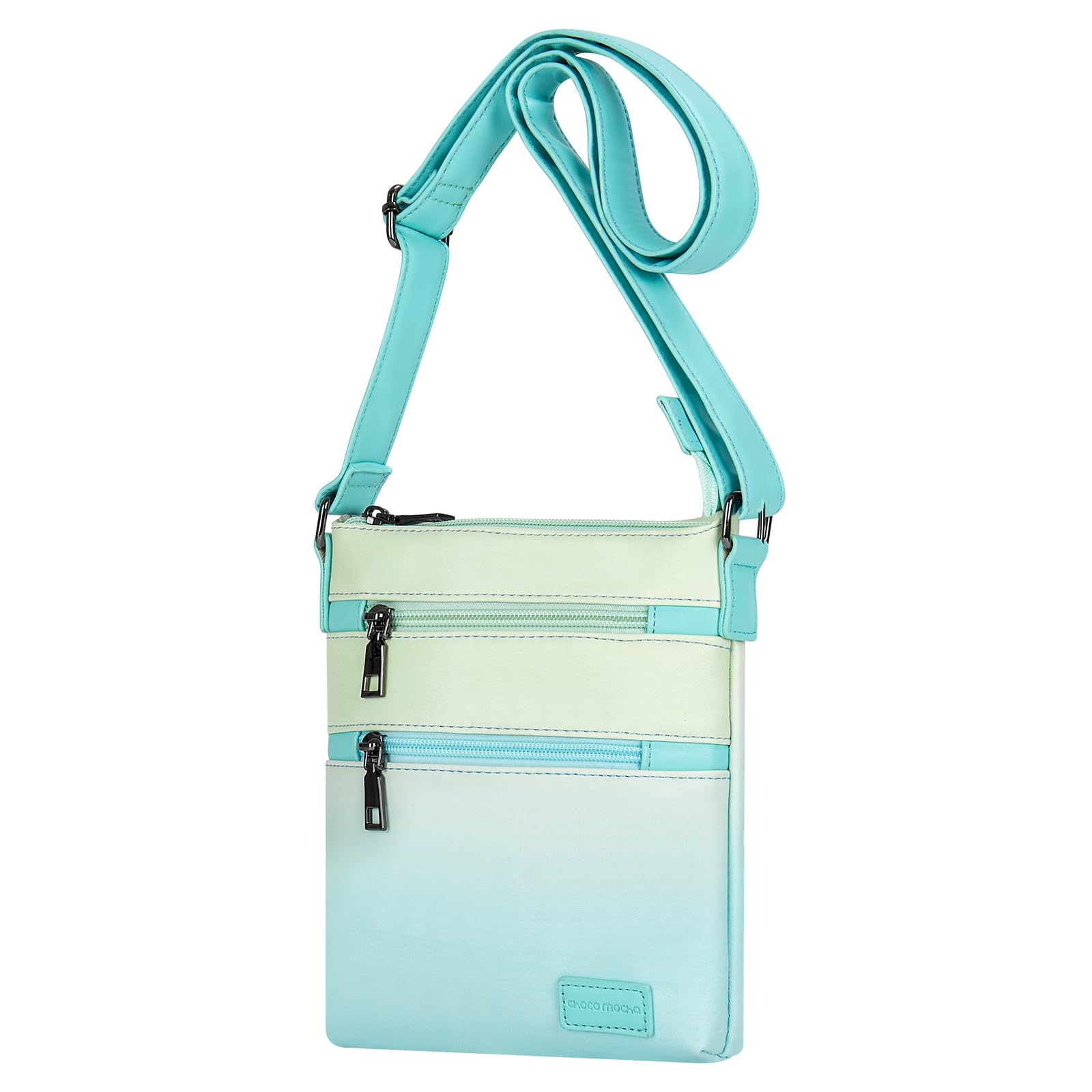 Gradient Teal Leather Crossbody Purse