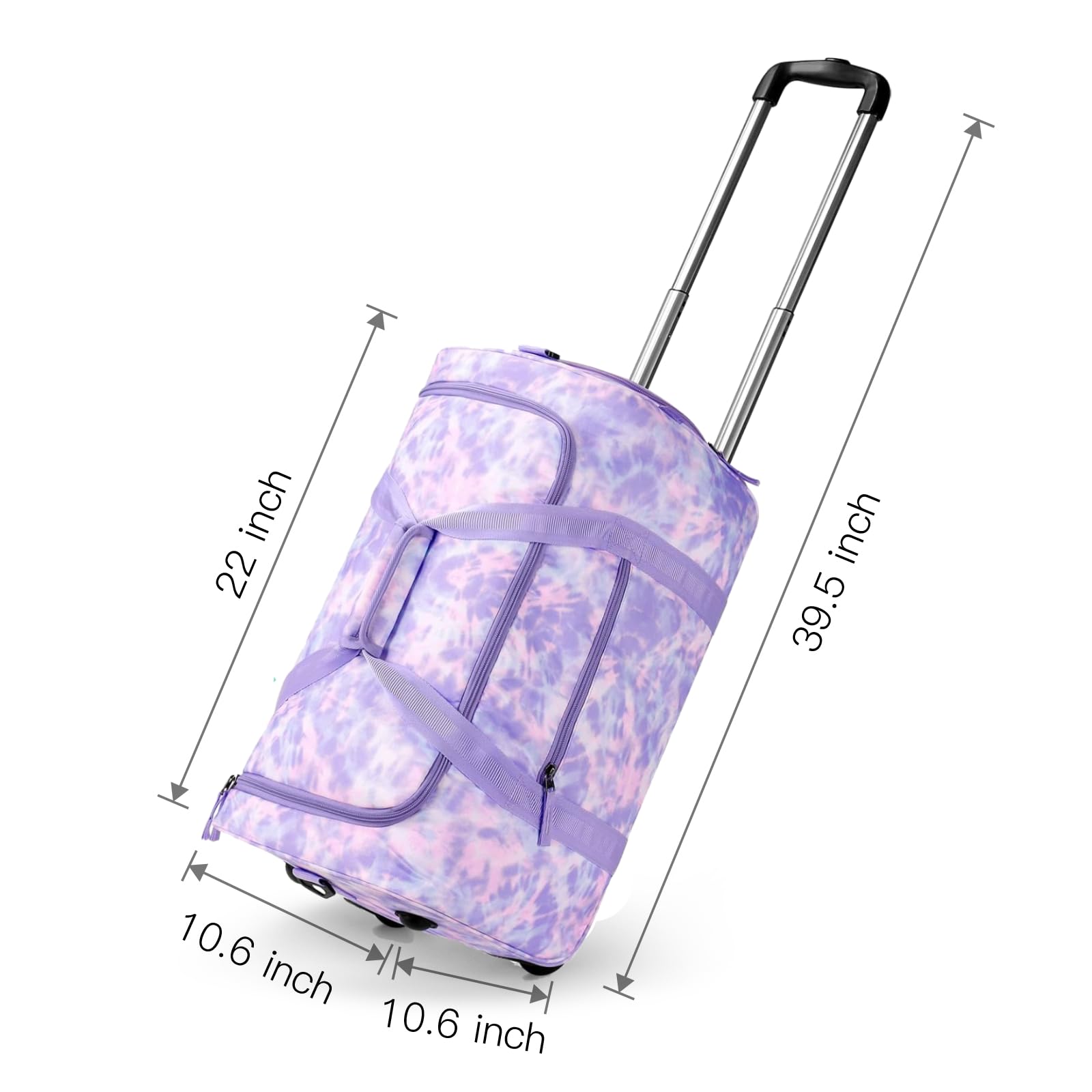 Tie Dye Purple Rolling Duffle Bag