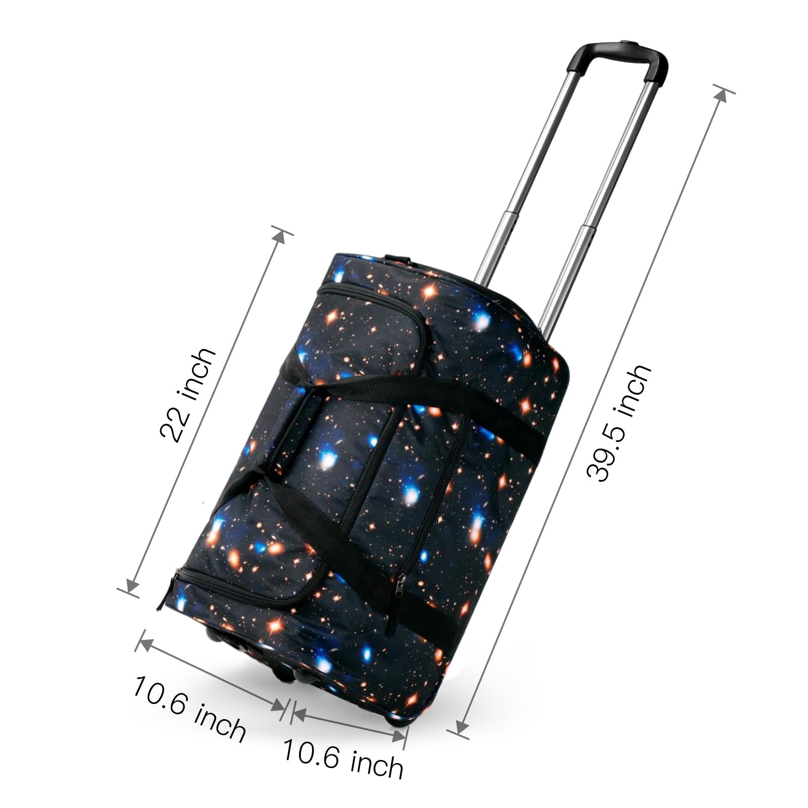 Galaxy Black Rolling Duffle Bag