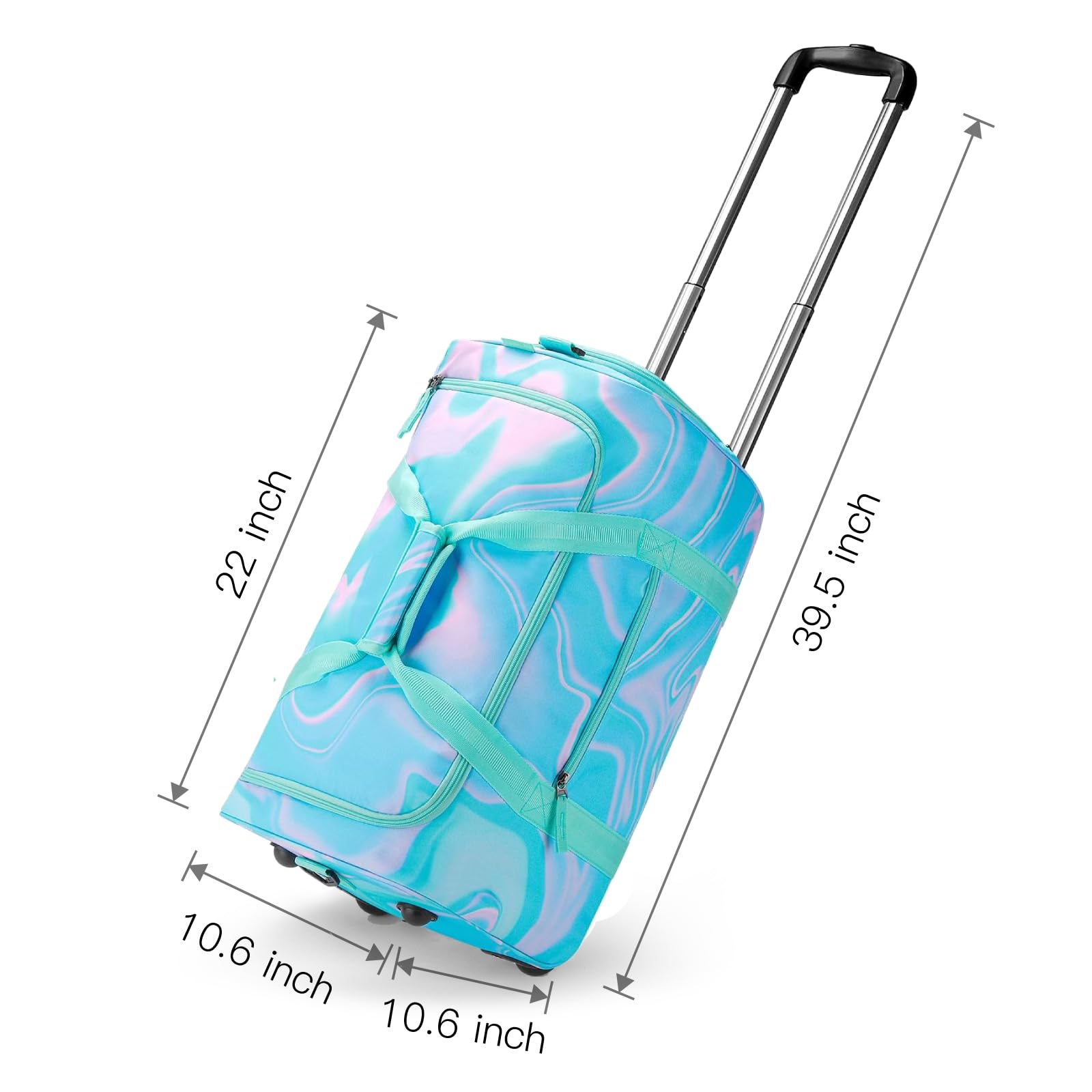 Laser Fluid Teal Rolling Duffle Bag