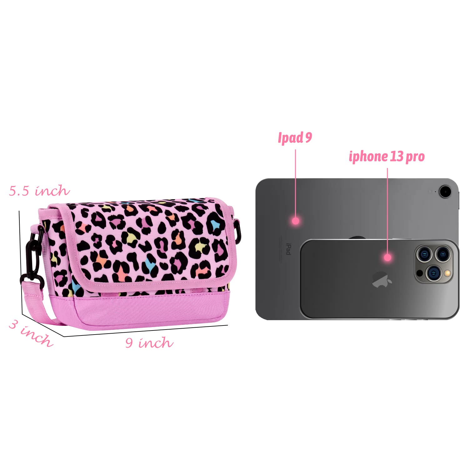 Leopard Pink Teens Crossbody Purse