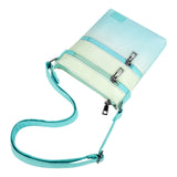 Gradient Teal Leather Crossbody Purse