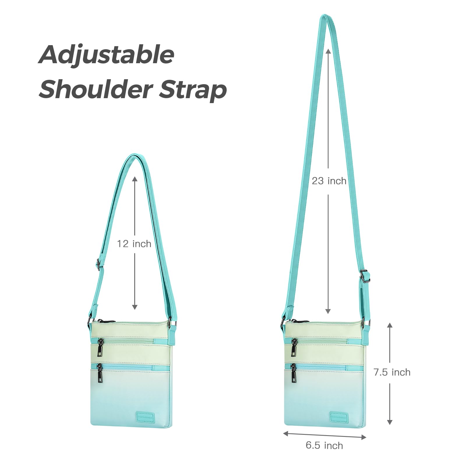 Gradient Teal Leather Crossbody Purse