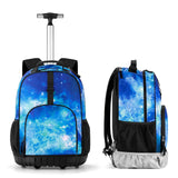 Galaxy Blue Kids Rolling Backpack Set