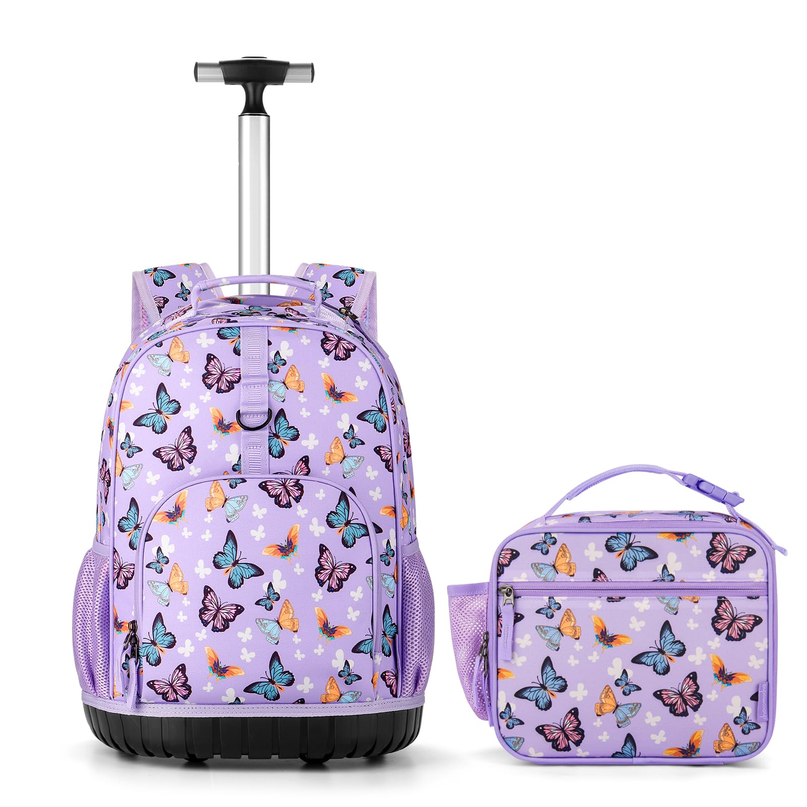 Butterfly-Purple Kids Rolling Backpack Set