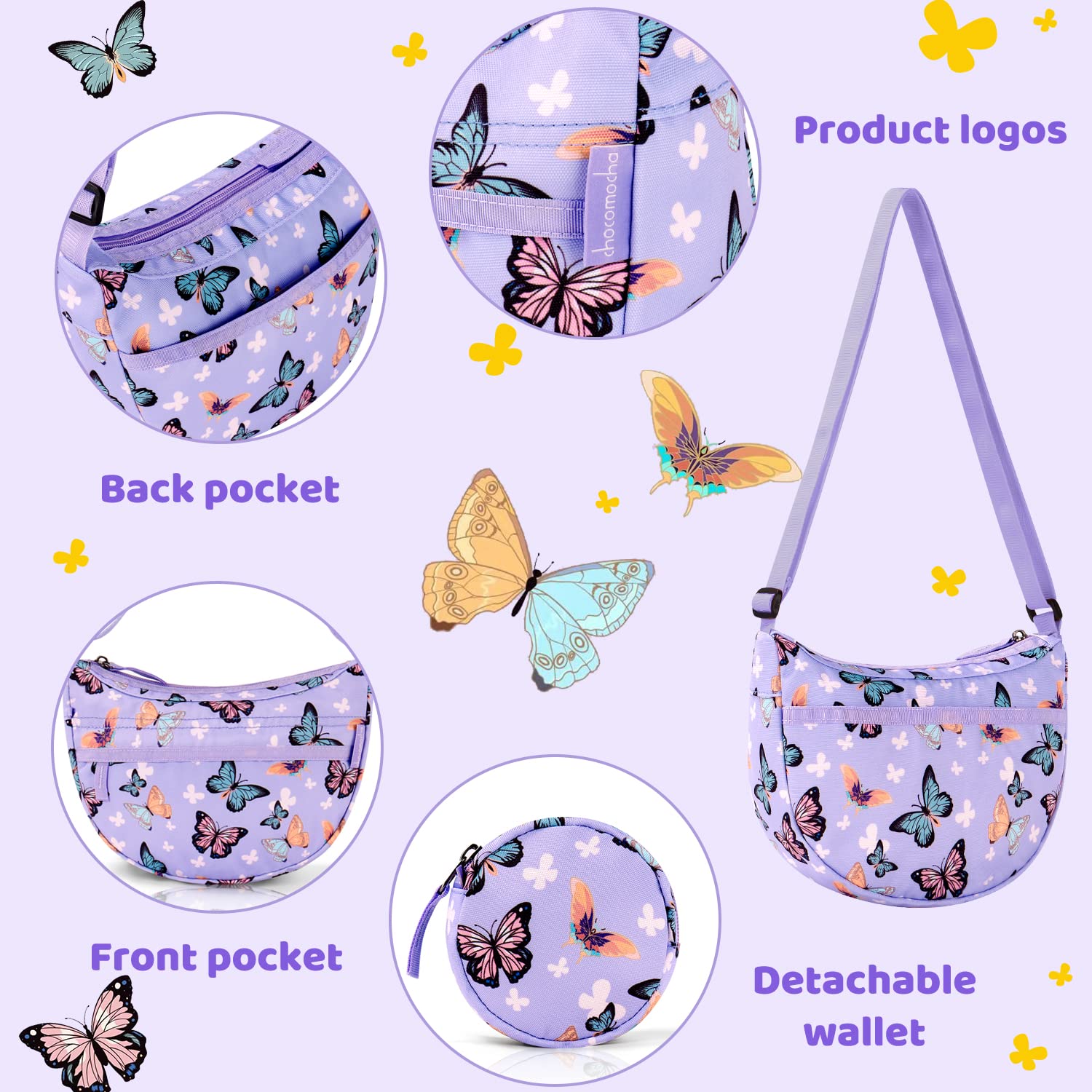 Butterfly Purple Moon Crossbody Purse