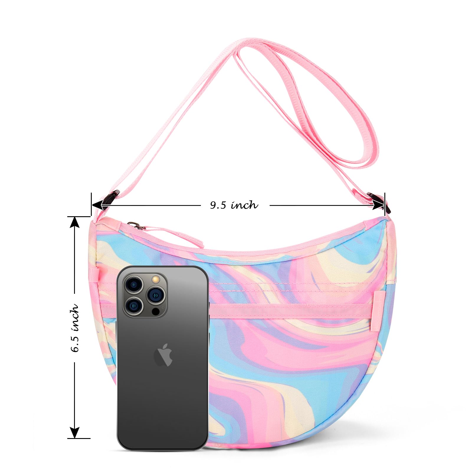 Fluid Colorful Pink Moon Crossbody Purse