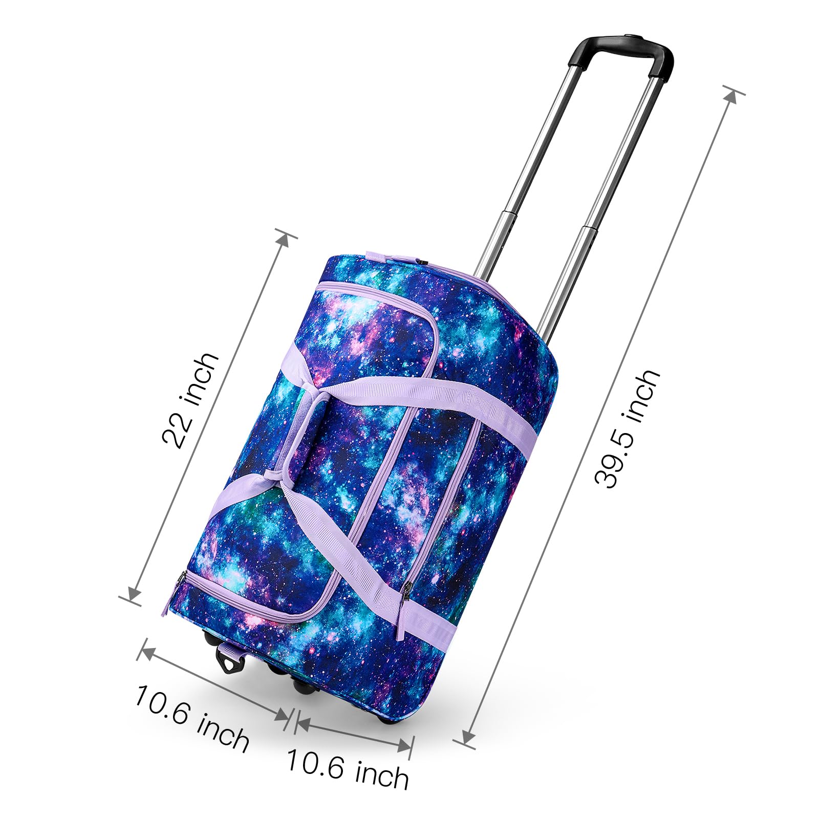 Galaxy Purple Rolling Duffle Bag