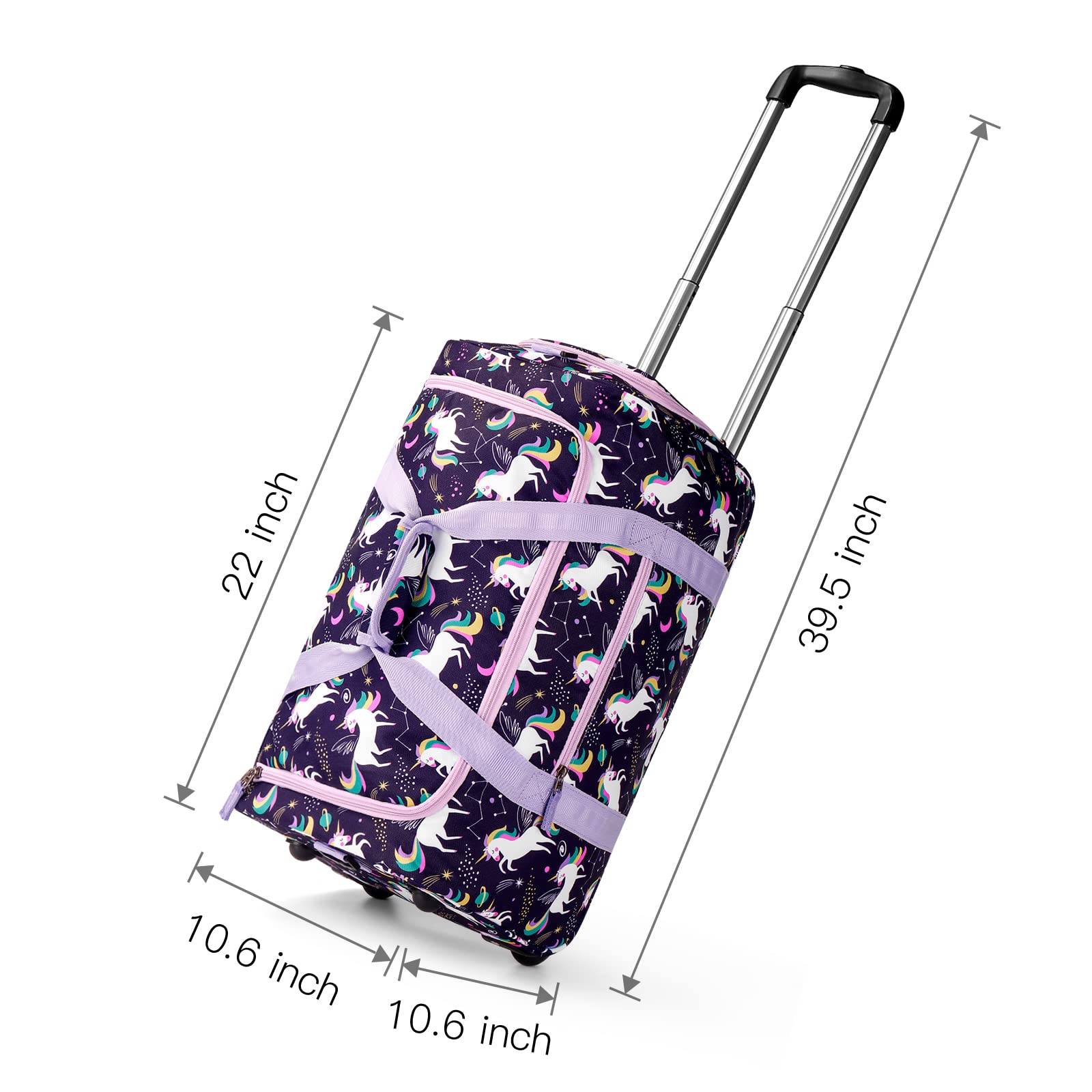 Unicorn Purple Rolling Duffle Bag