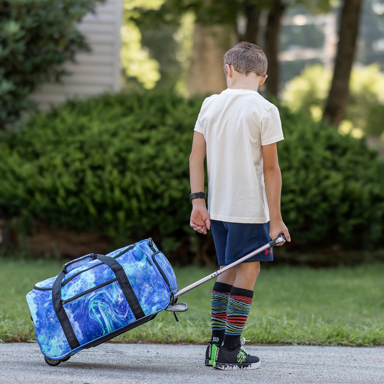 Dinosaur Blue Rolling Duffle Bag