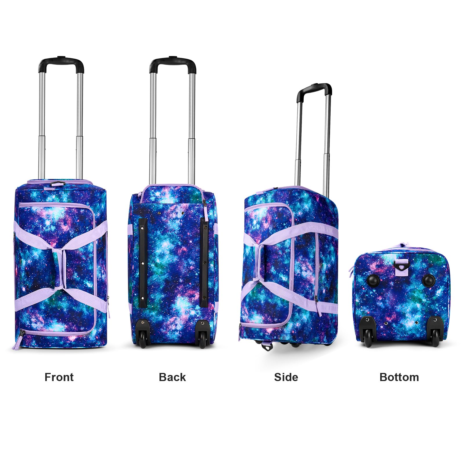 Galaxy Purple Rolling Duffle Bag