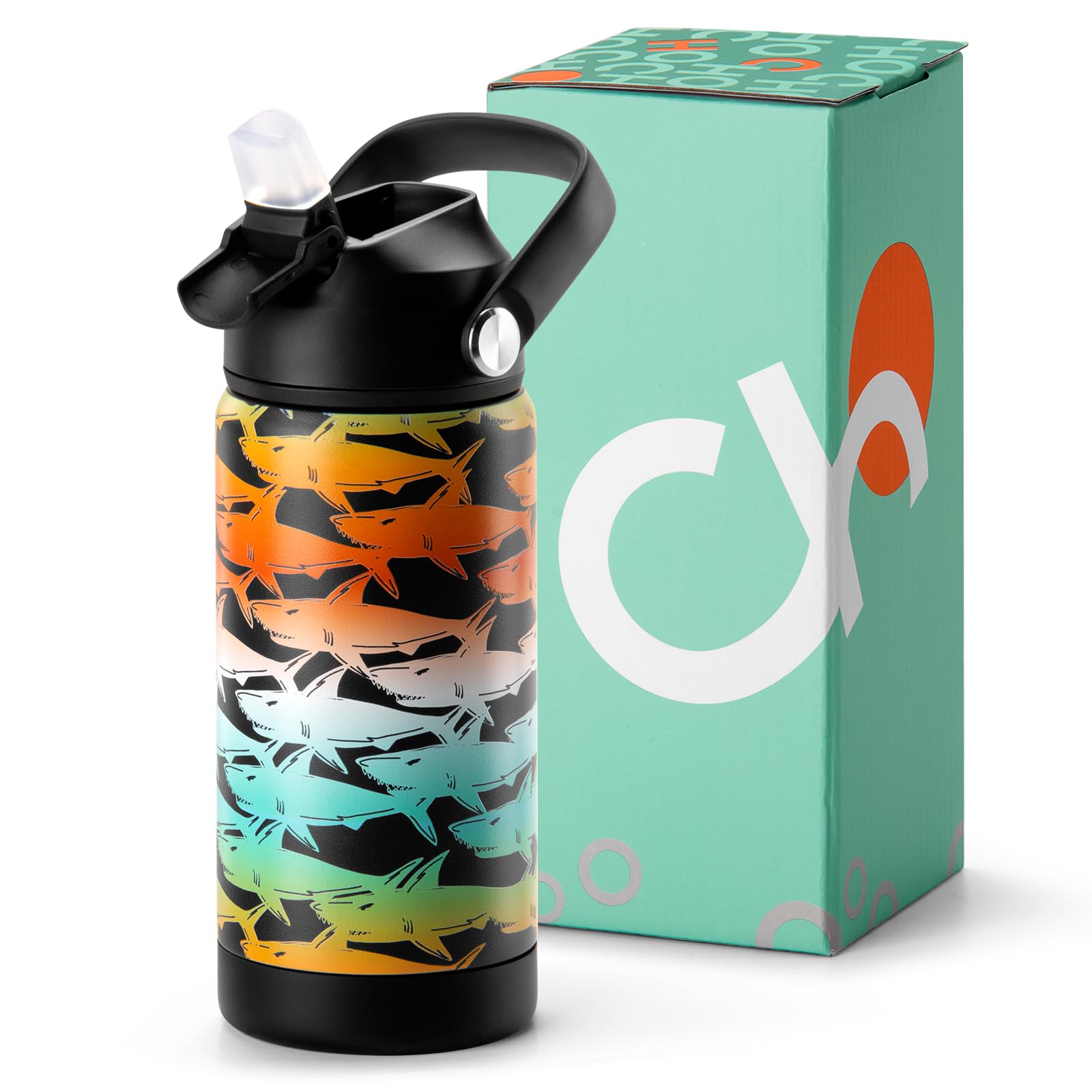 Shark Gradient Orange Water Bottle 18Oz