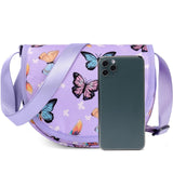 Butterfly Purple Saddle Crossbody Purse