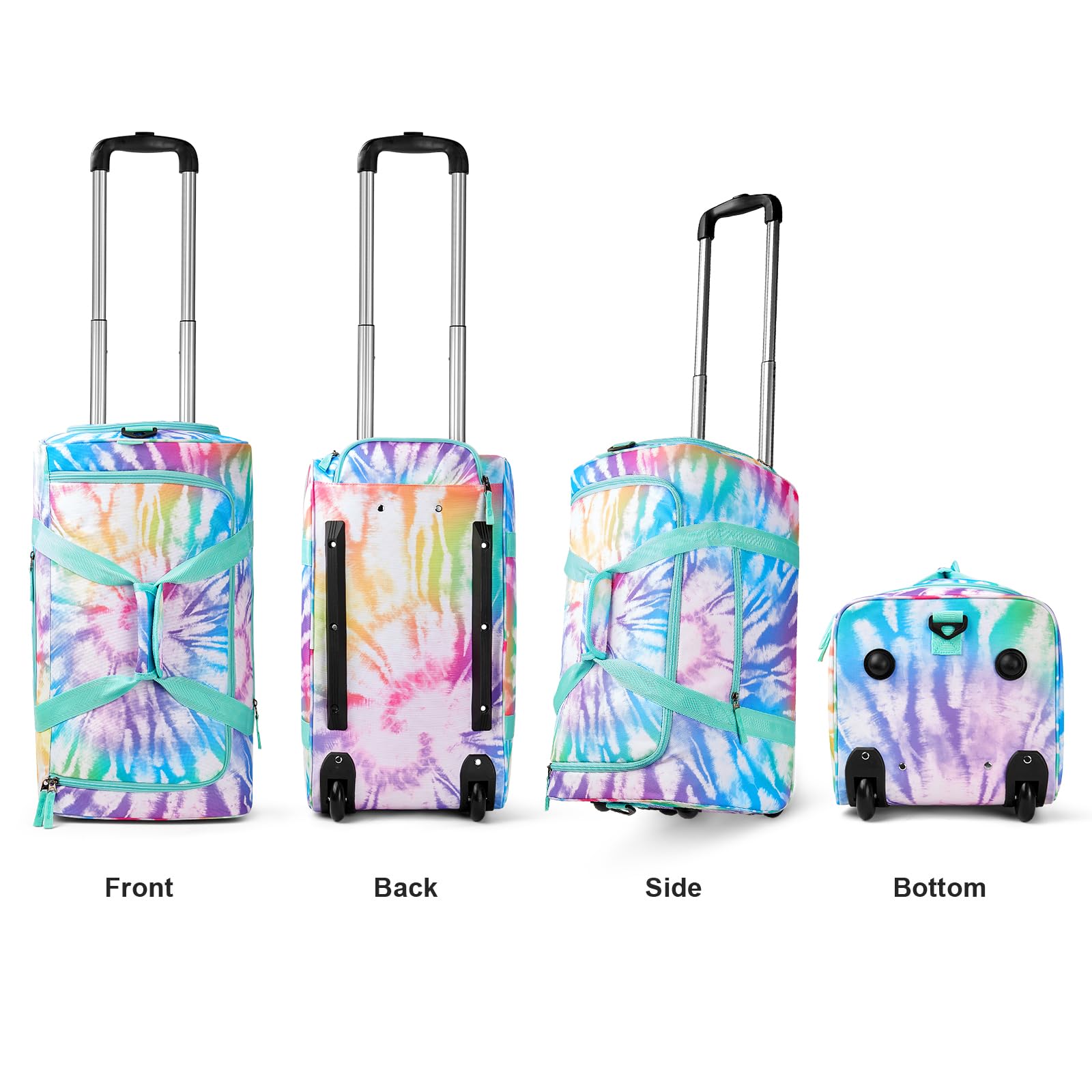 Tie Dye Rainbows Rolling Duffle Bag