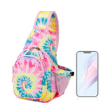 Tie Dye Swirl Rainbows Sling Crossbody Purse