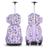 Butterfly-Purple Kids Rolling Backpack Set