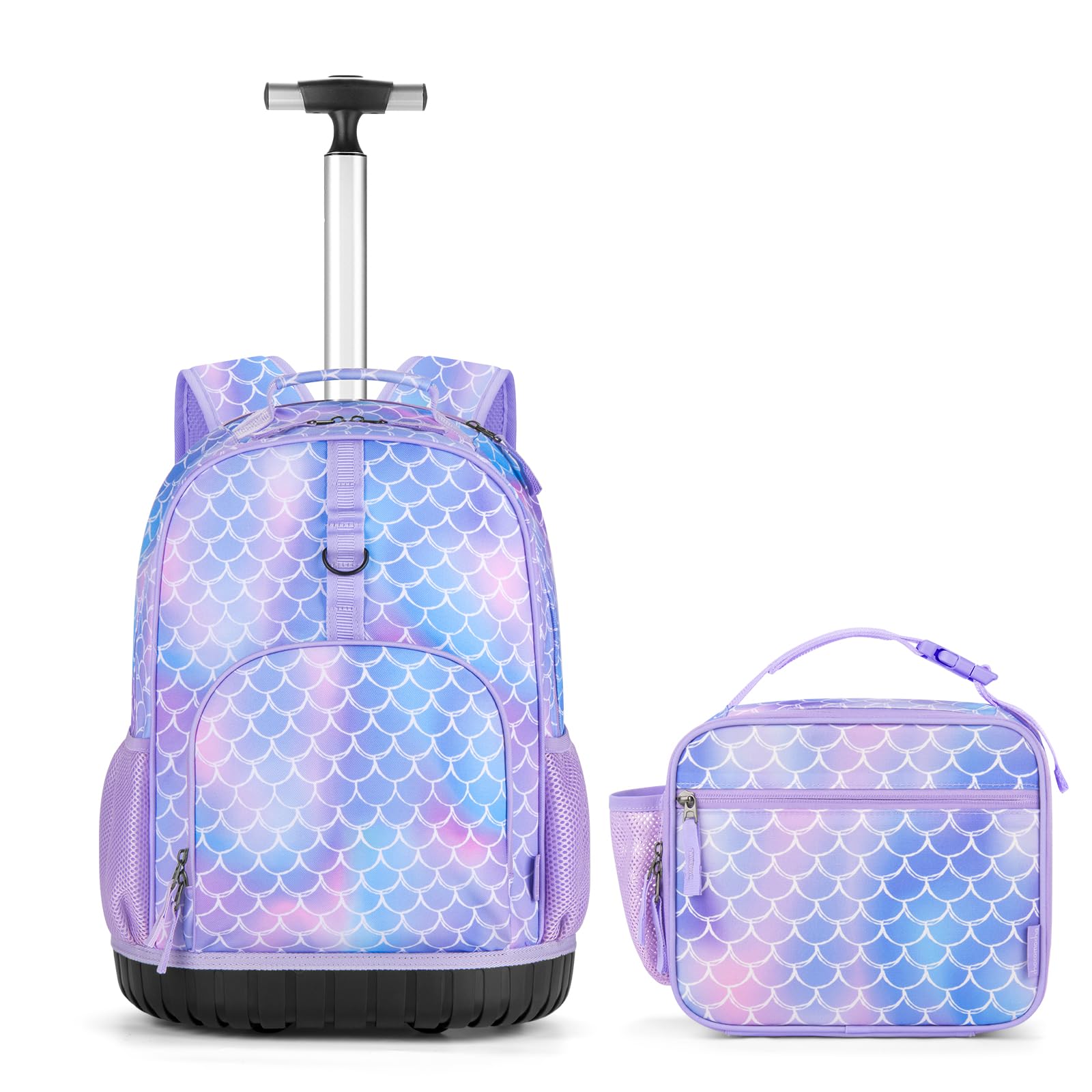 Mermaid Purple Kids Rolling Backpack Set