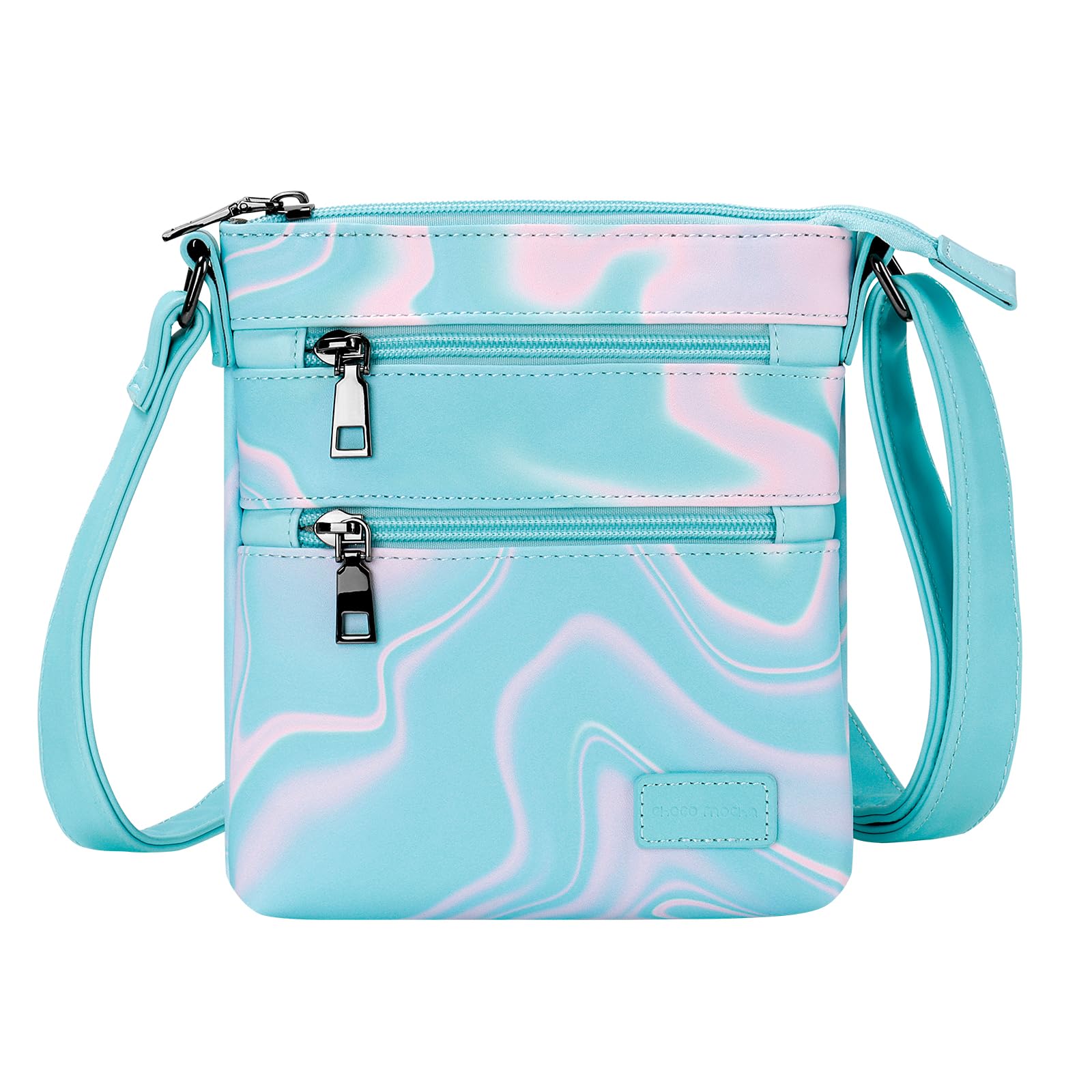 Laser Fluid Teal Leather Crossbody Purse