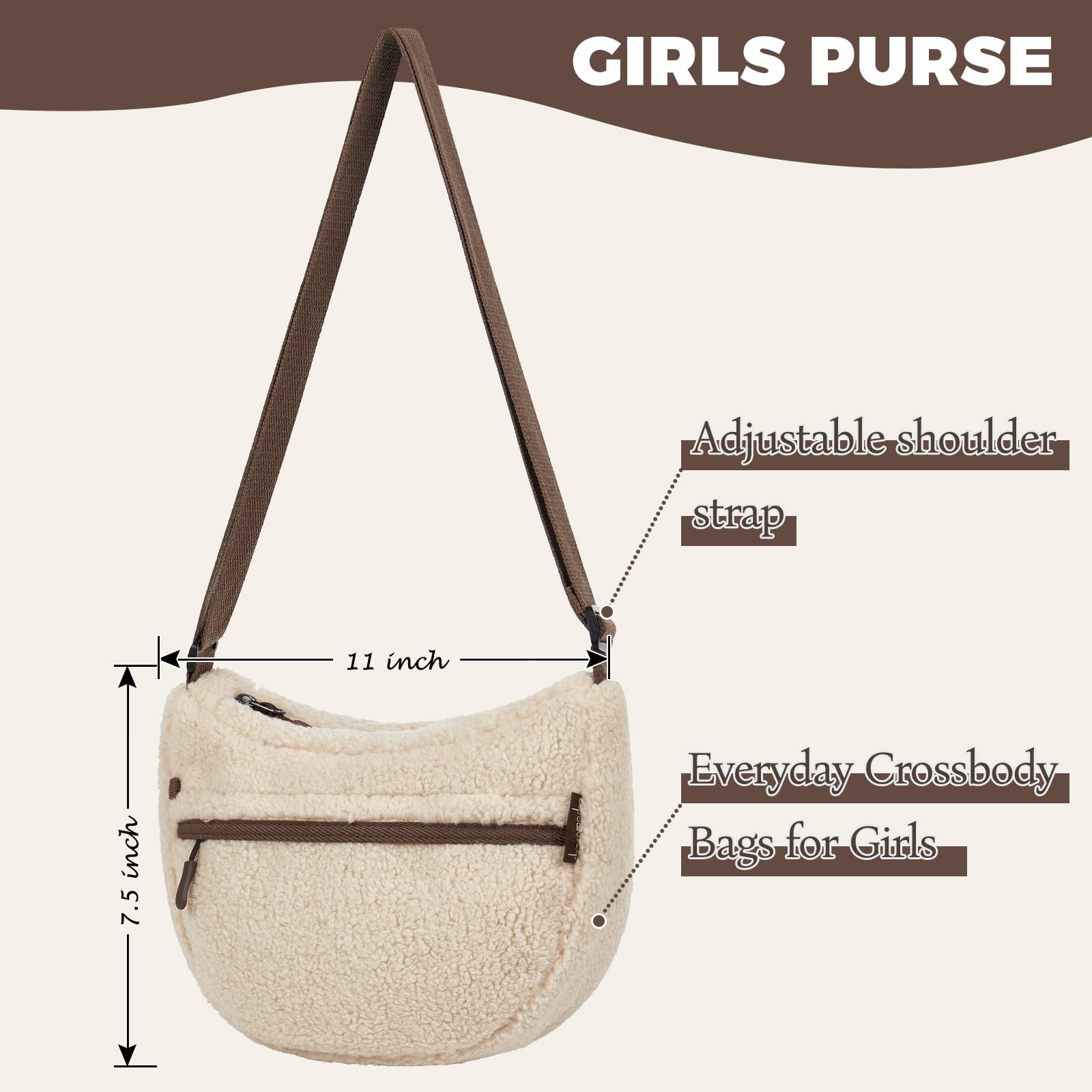 Cashmere Beige Moon Crossbody Purse