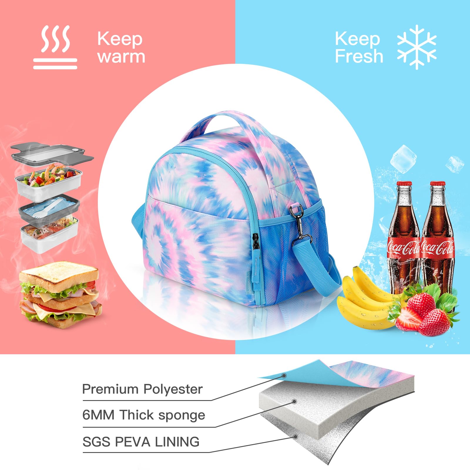 Tie Dye Swirl Blue Lunch Bag