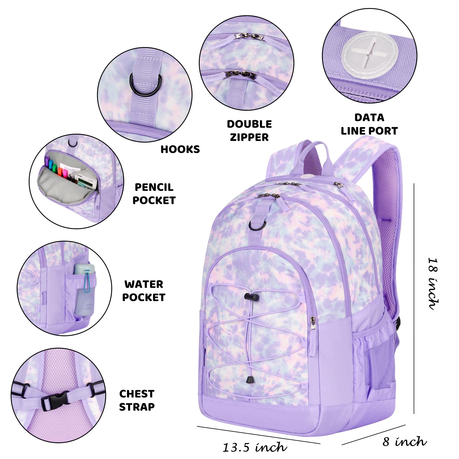 Tie Dye Gradient Purple Backpack