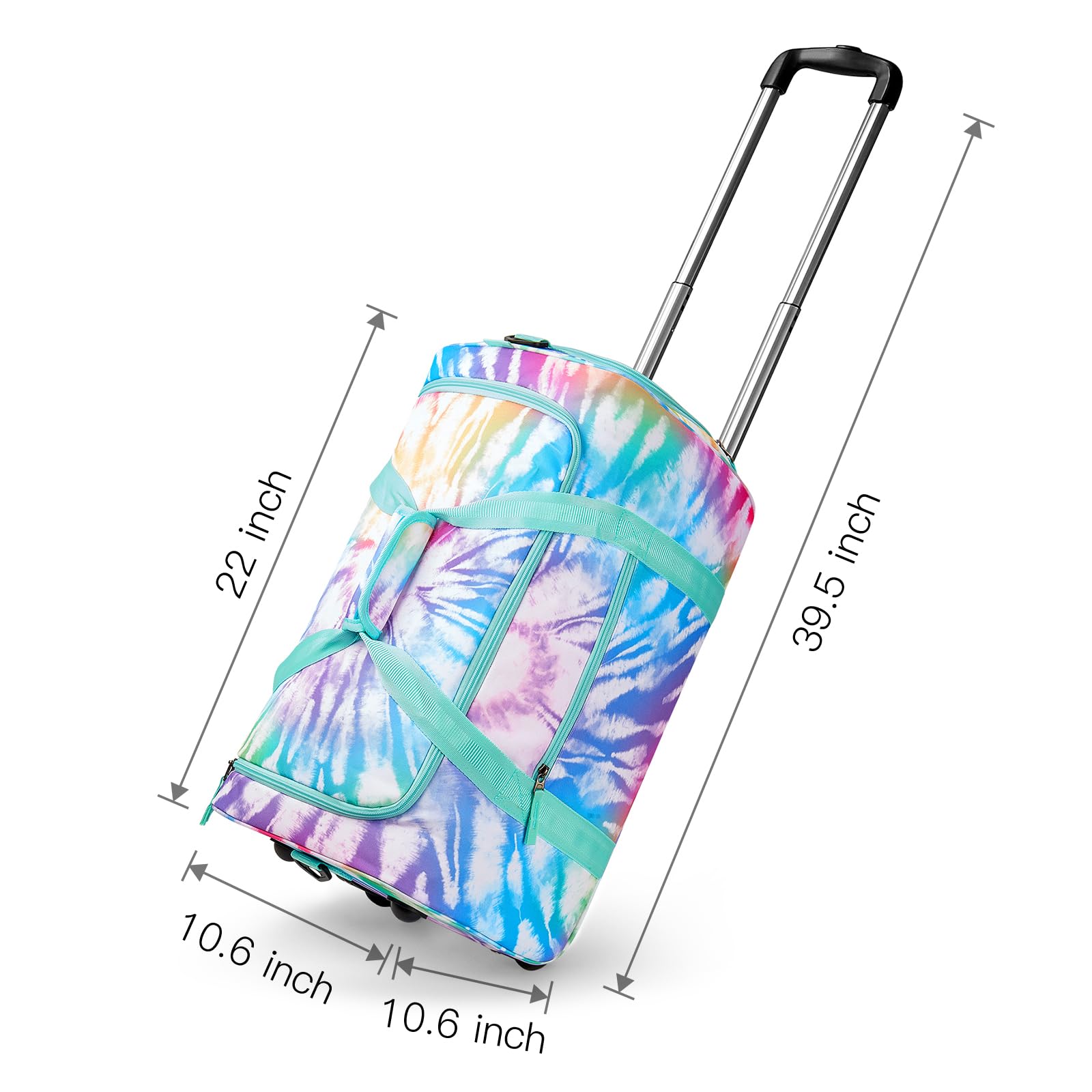 Tie Dye Rainbows Rolling Duffle Bag