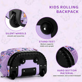 Butterfly-Purple Kids Rolling Backpack Set