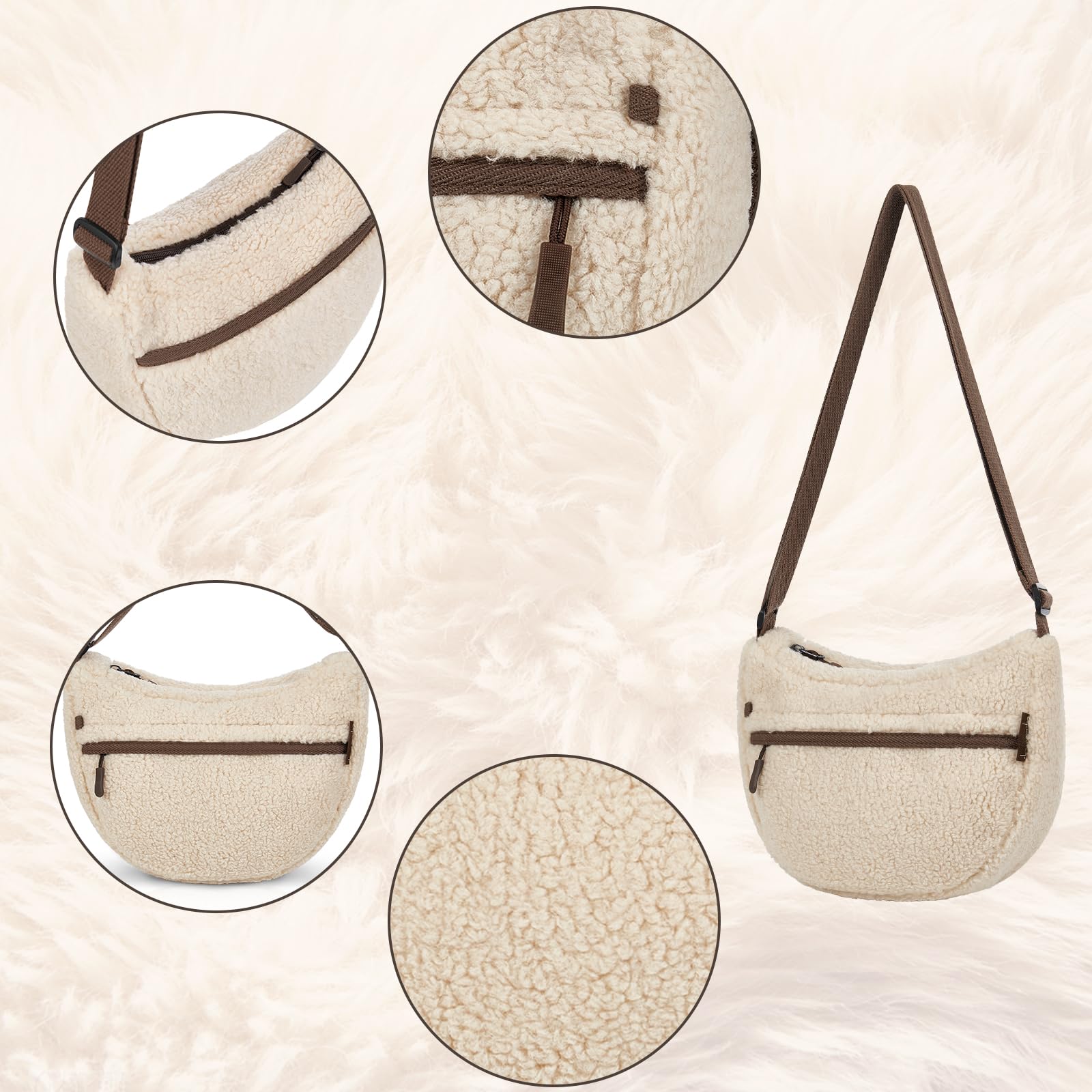 Cashmere Beige Moon Crossbody Purse