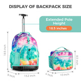 Tie Dye Swirl Colorful Teens Rolling Backpack Set