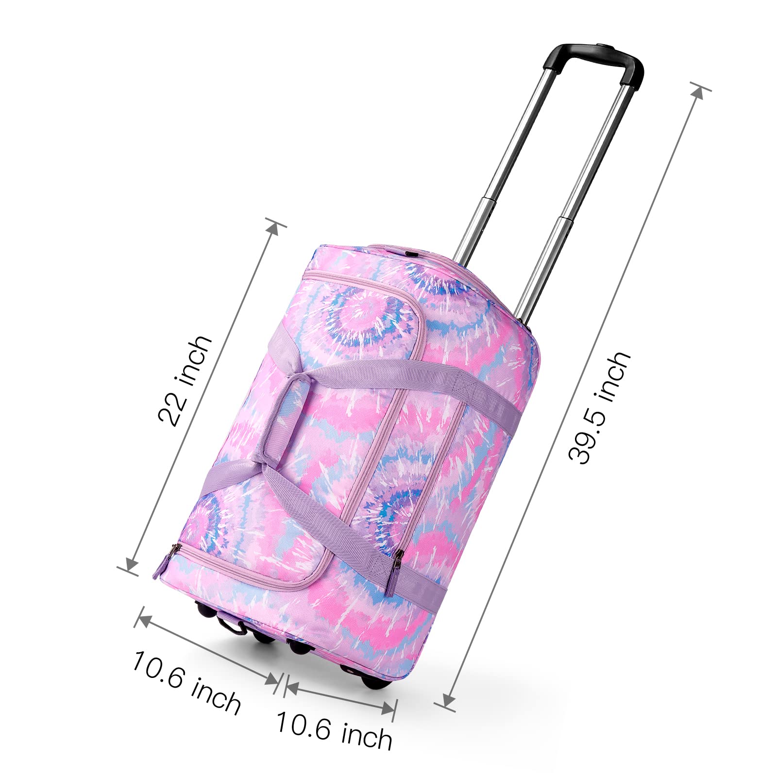 Tie Dye Pink Purple Rolling Duffle Bag