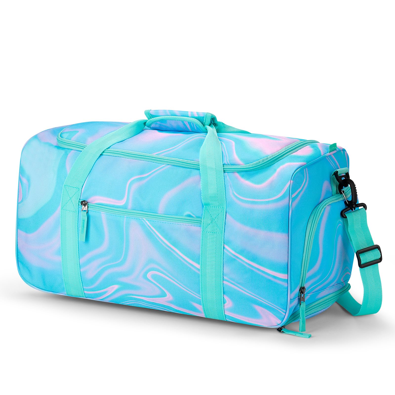 Laser Fluid Teal Rolling Duffle Bag