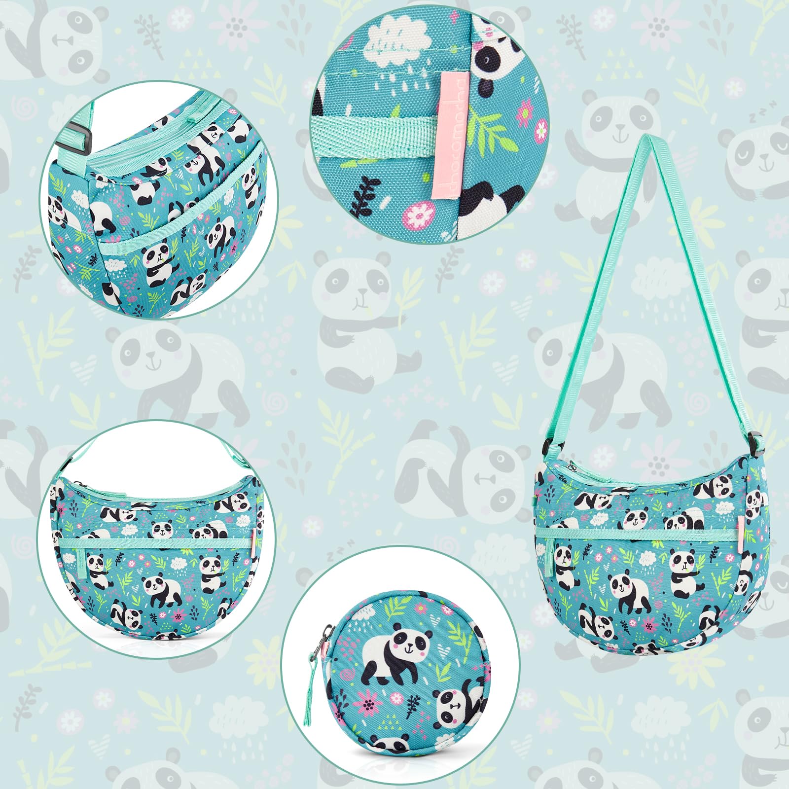 Panda Green Moon Crossbody Purse