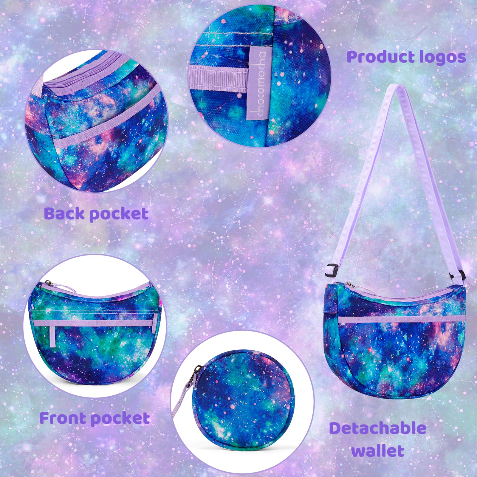 Galaxy Purple Moon Crossbody Purse