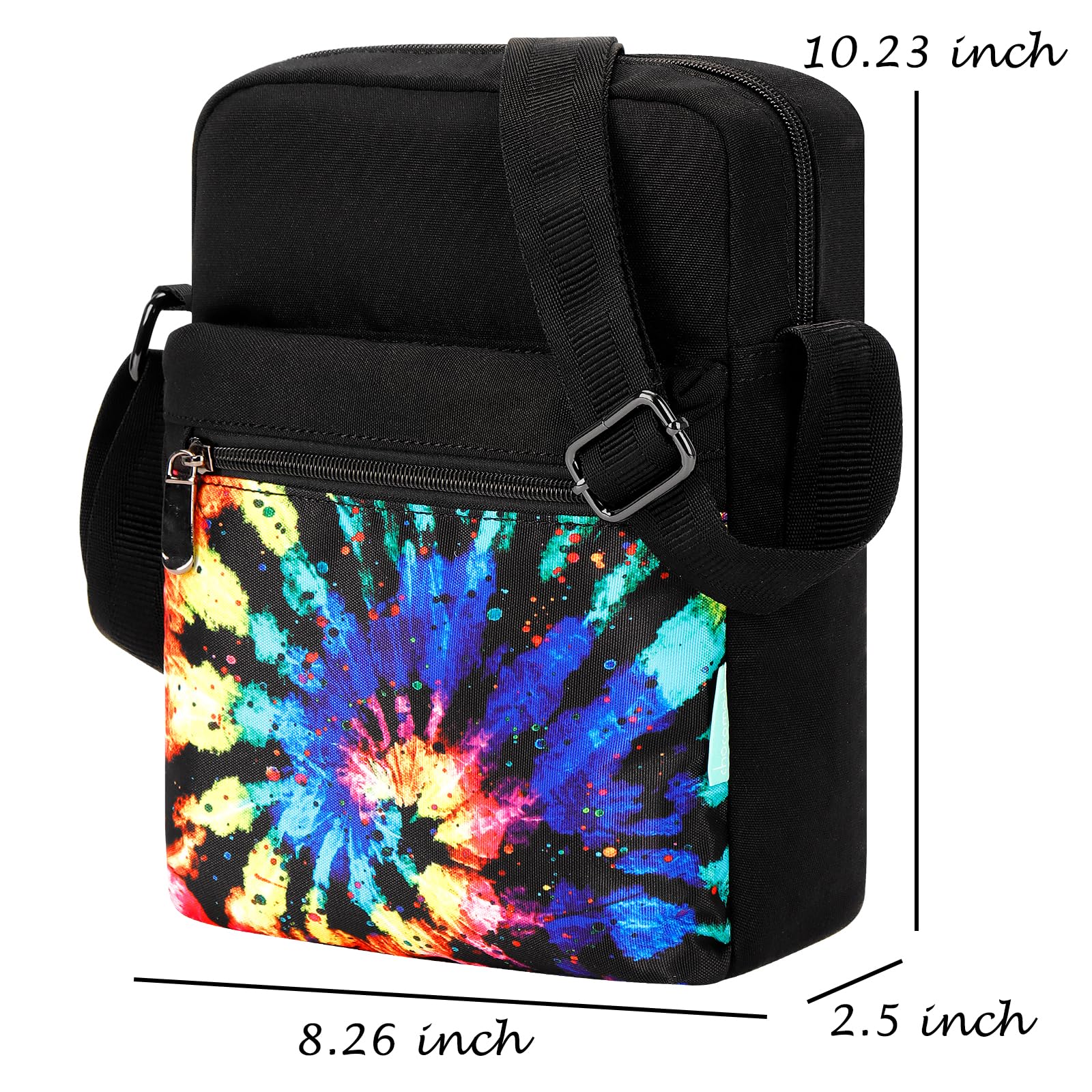 Tie Dye Swirl Black Crossbody Purse