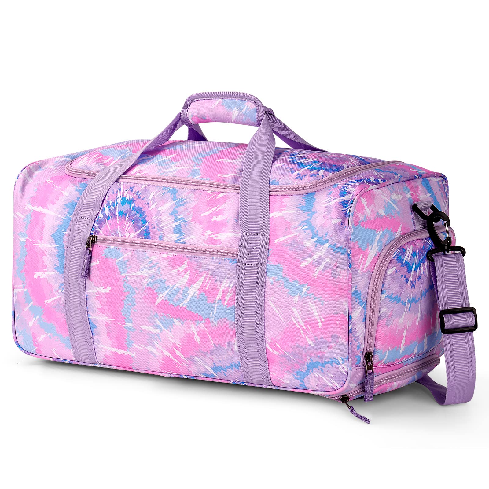 Tie Dye Pink Purple Rolling Duffle Bag