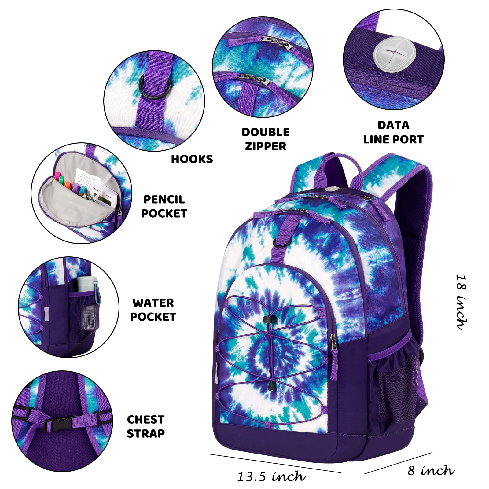 Tie Dye Swirl Purple Backpack