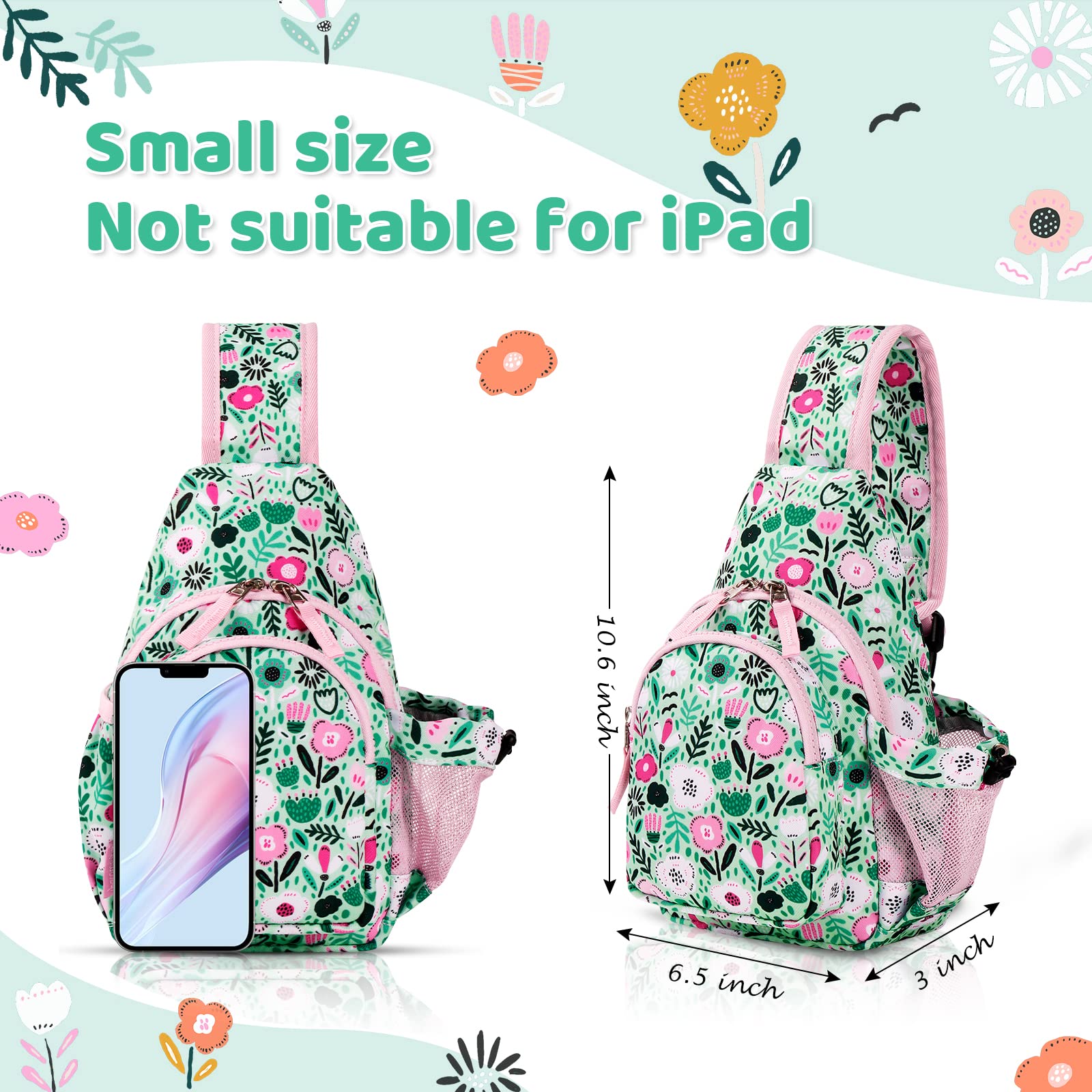 Floral Green Sling Crossbody Purse