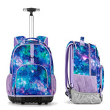 Galaxy Purple Kids Rolling Backpack Set