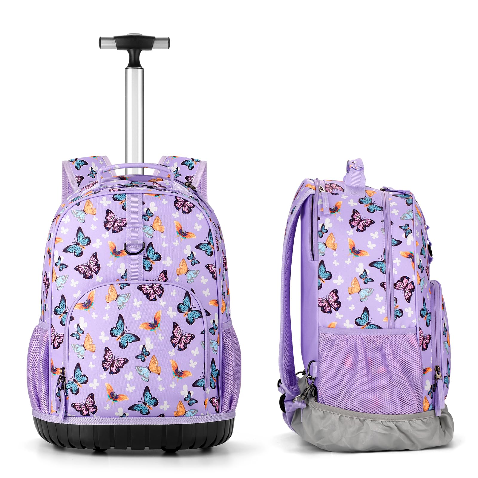 Butterfly-Purple Kids Rolling Backpack Set