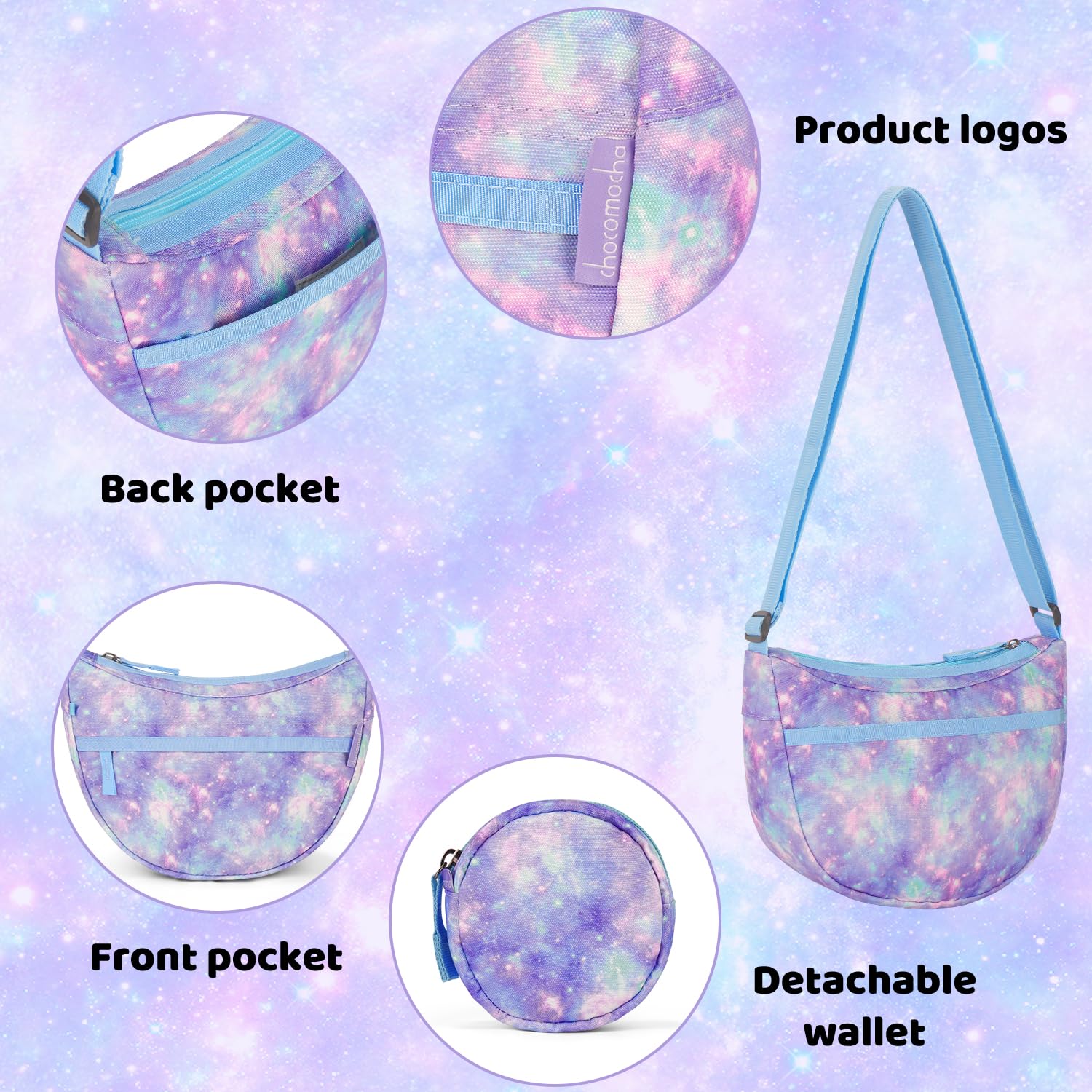 Galaxy Purple Moon Crossbody Purse