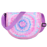 Tie Dye Swirl Purple Saddle Crossbody Purse