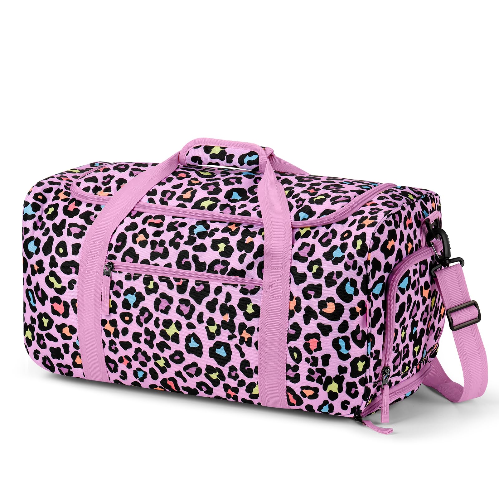 Leopard Pink Rolling Duffle Bag