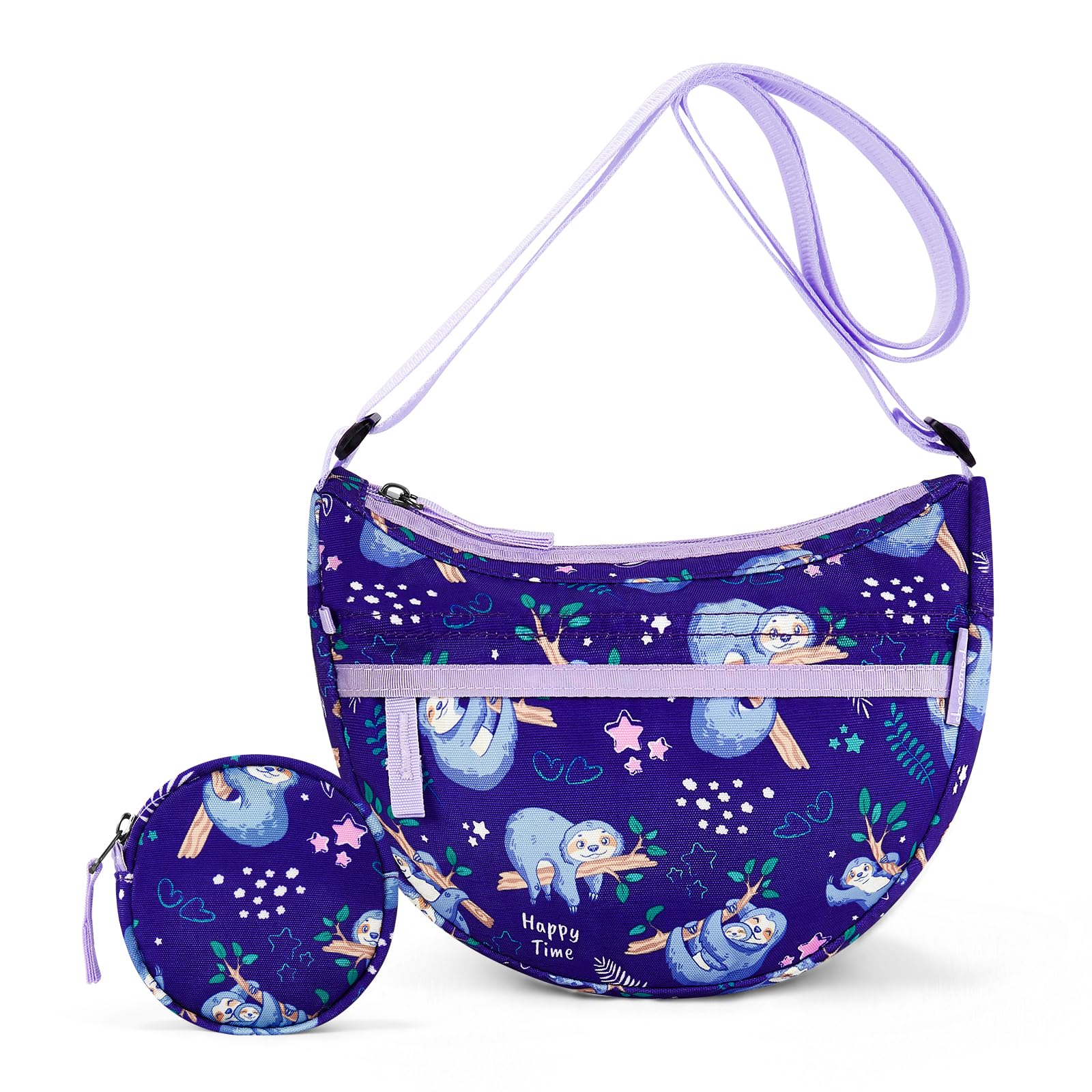 Sloth Purple Moon Crossbody Purse