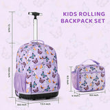 Butterfly-Purple Kids Rolling Backpack Set