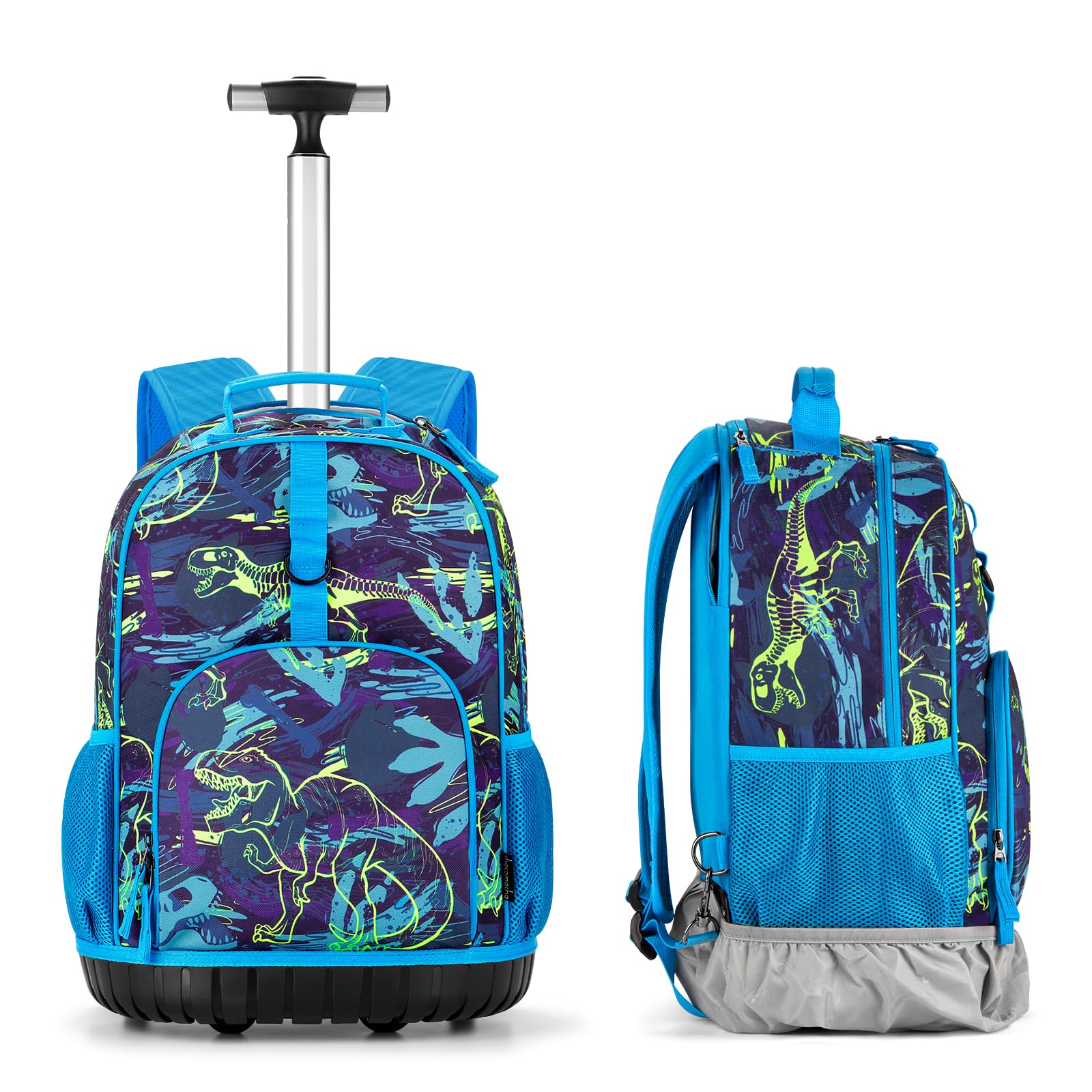 Dinosaur Blue Kids Rolling Backpack Set