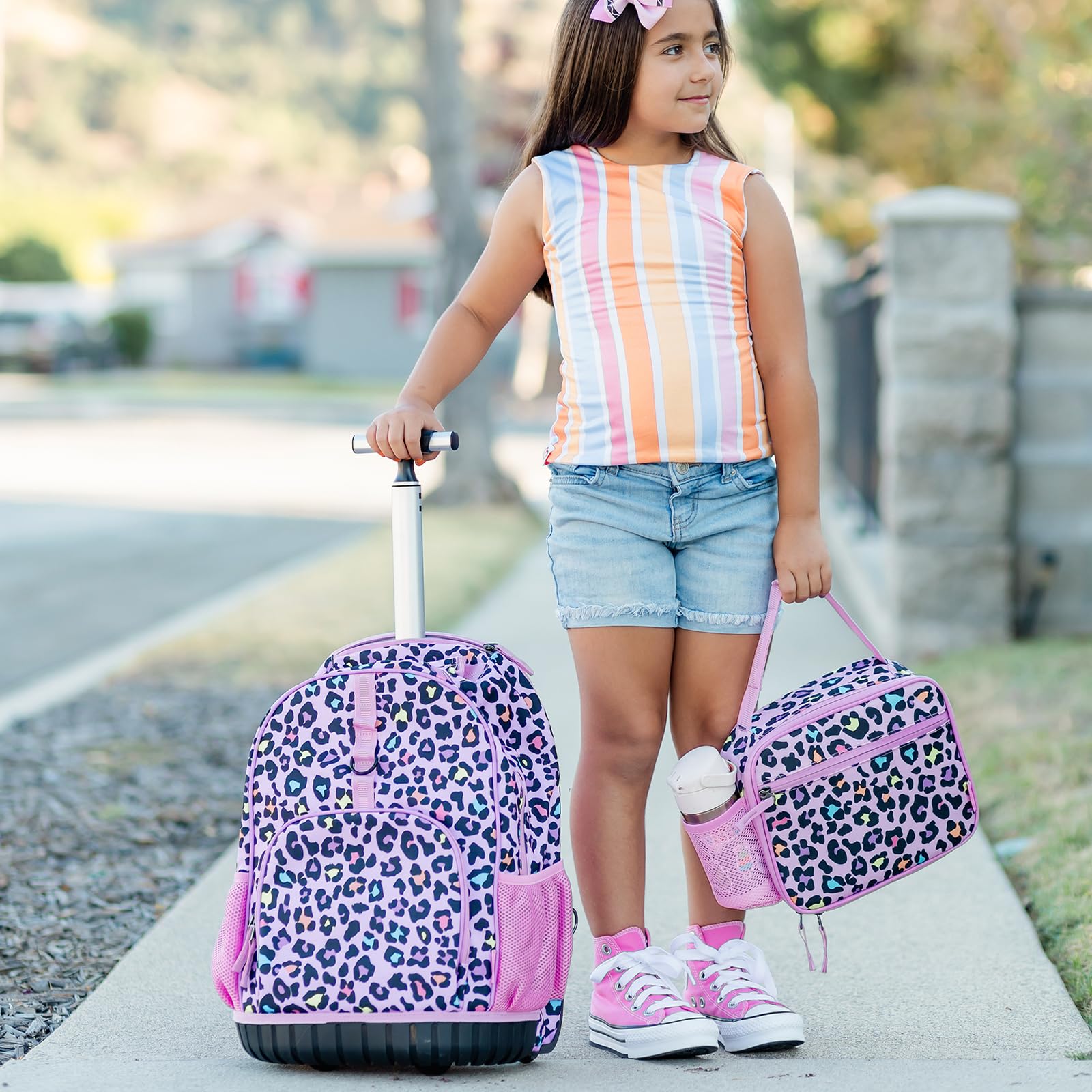 Butterfly-Purple Kids Rolling Backpack Set