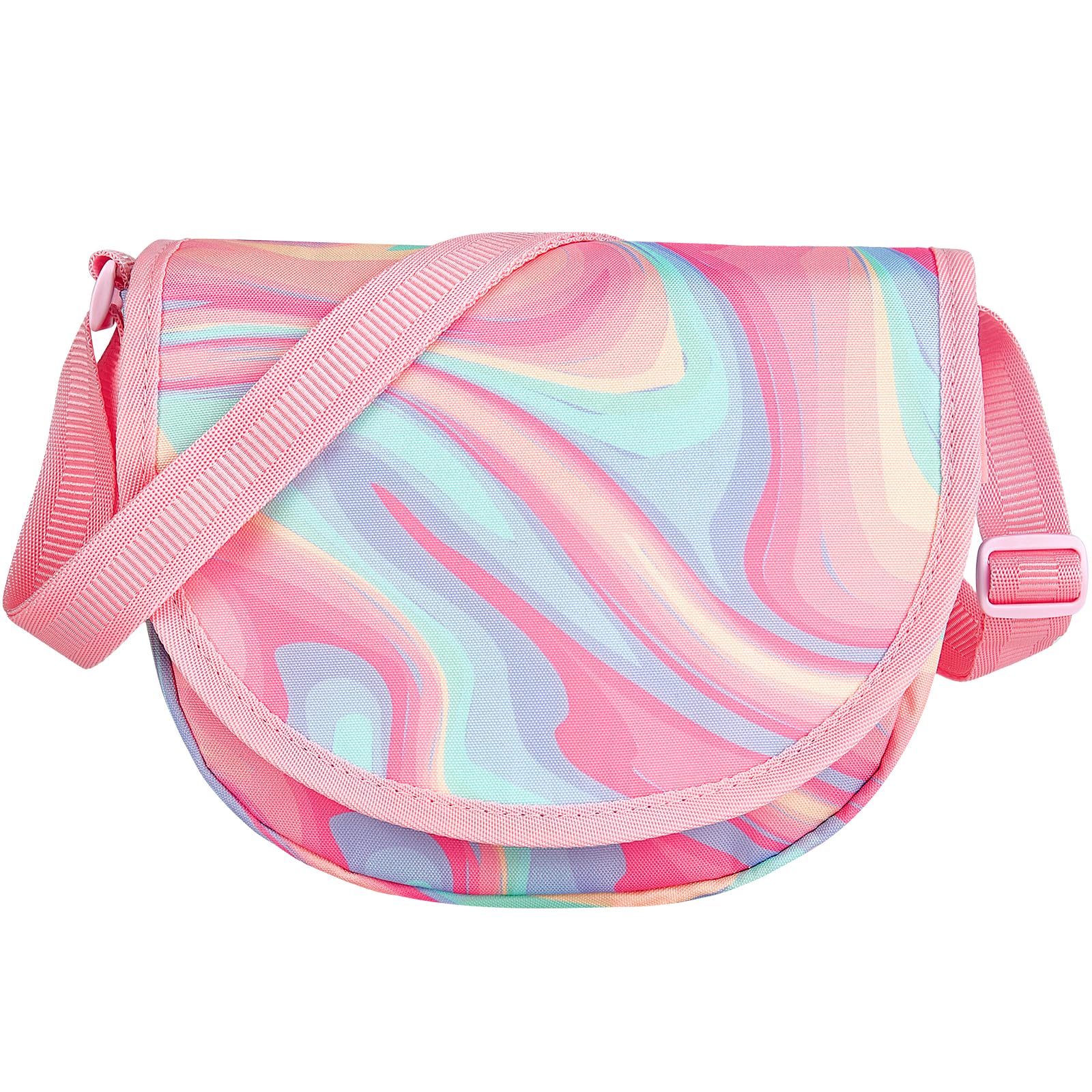 Fluid Colorful Pink Saddle Crossbody Purse