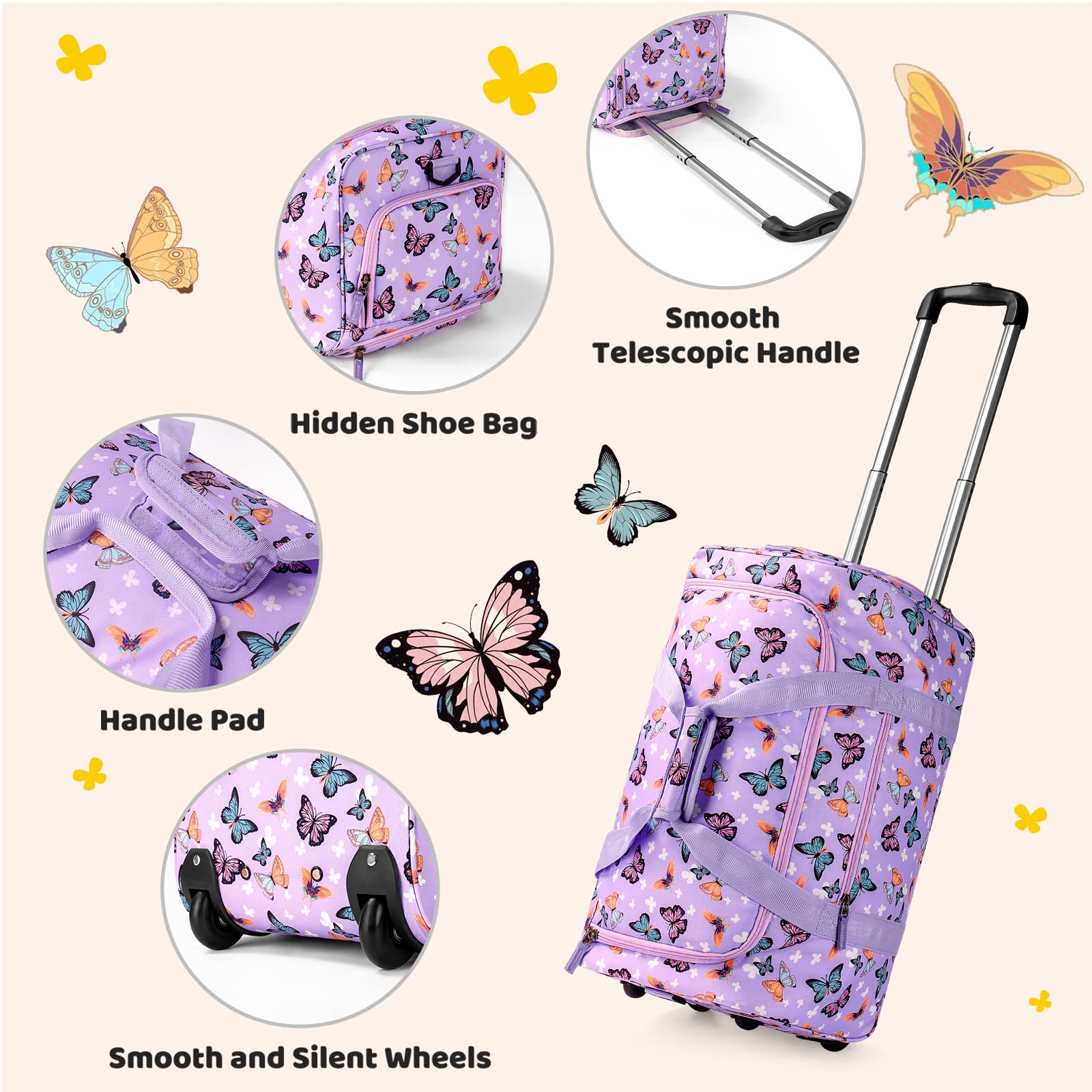 Unicorn Purple Rolling Duffle Bag