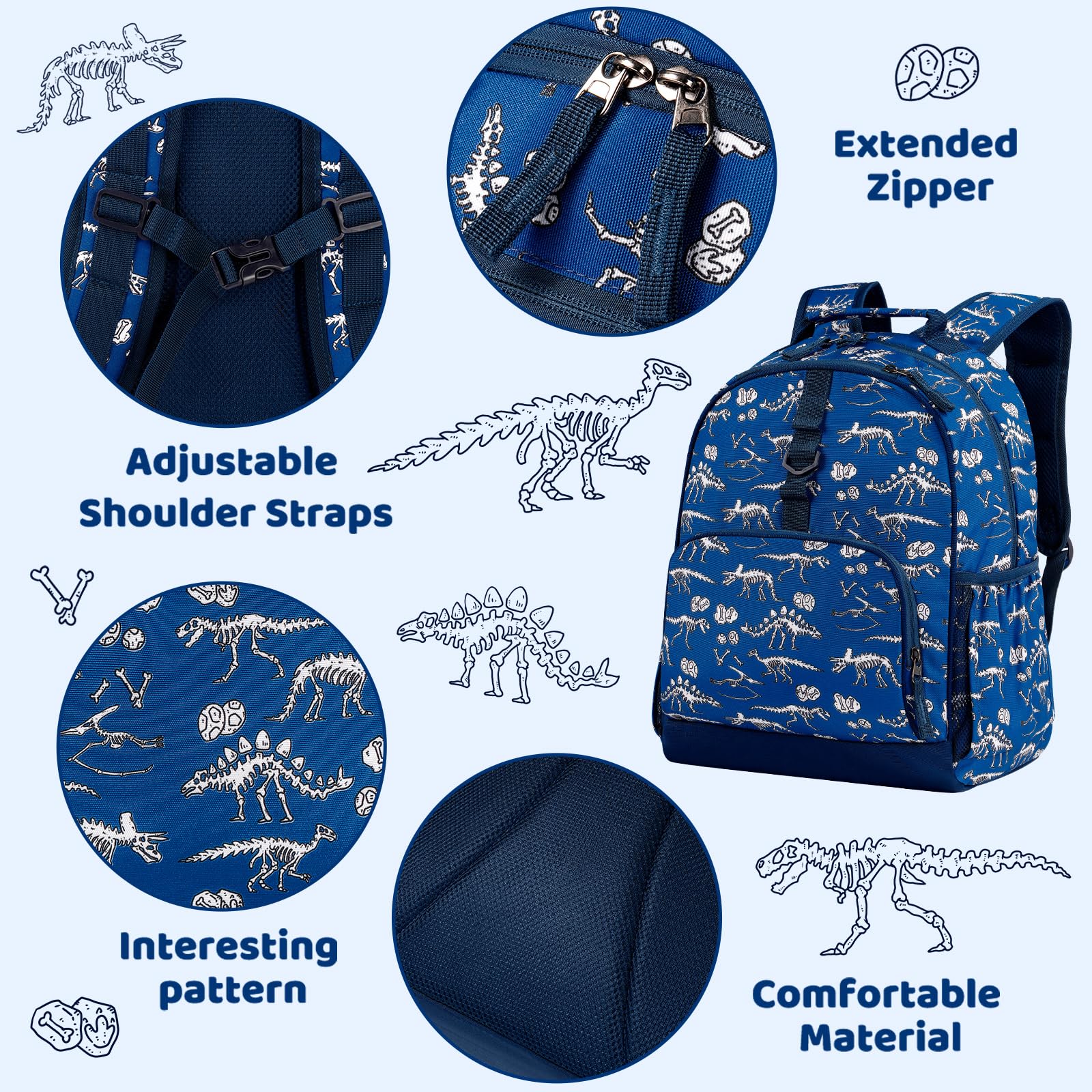 Dinosaur Fossil Blue Backpack